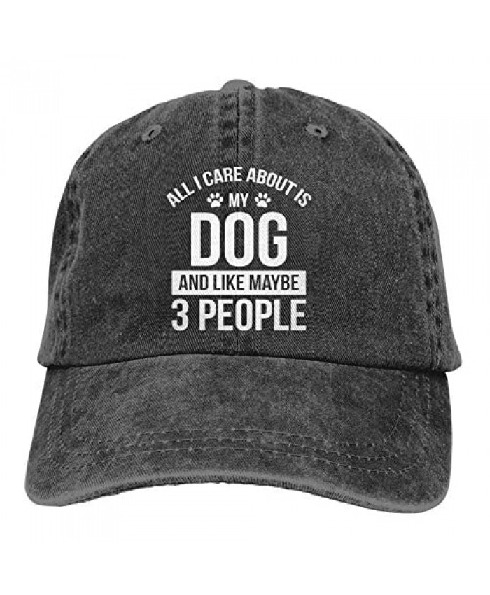 All I Care About is My Dog and Like Maybe 3 People Baseball Cap Adjustable Washed Classic Vintage Denim Hat