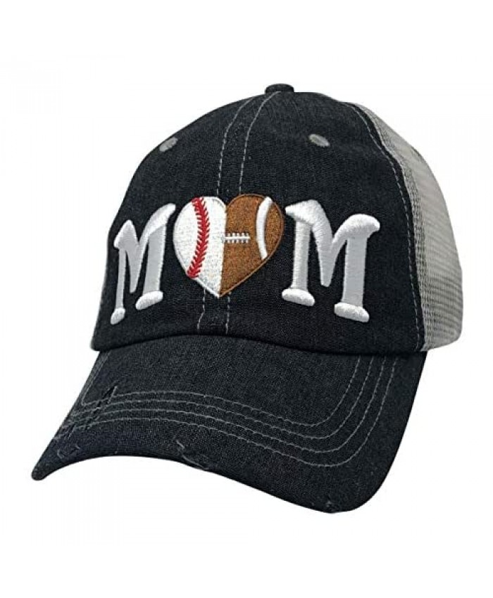 Cocomo Soul Baseball Football Mom Embroidered Mesh Trucker Style Hat Cap Football MOM Baseball MOM Gift Mothers Day Dark Grey