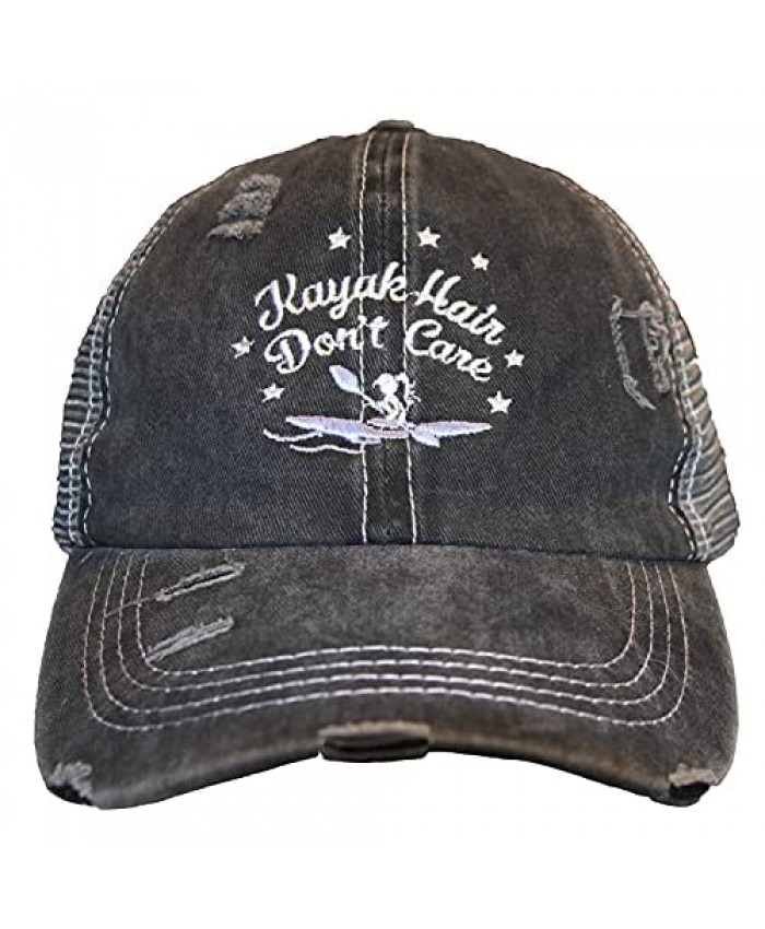 Duk Gear - Kayak Hair Don't Care Baseball Hats Criss Cross Ponytail Caps Women Teens Dark Grey
