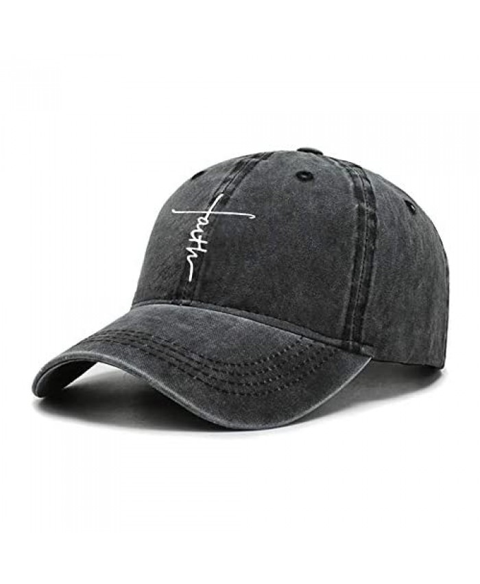 Faith Cross Hat Adjustable Baseball Cap Unisex Washable Cotton Trucker Cap Dad Hat