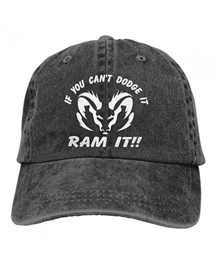 If You Can`T Dodge It Ram It Men and Women Baseball Caps Hip Hop Cap Sun Hat Black