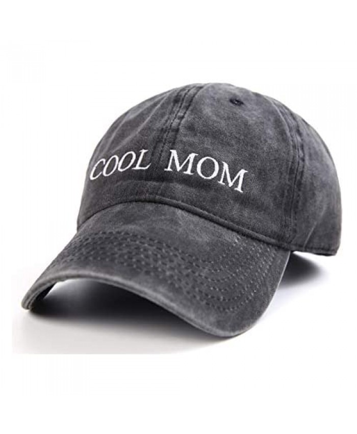 Lichfamy Cool Mom Hat Denim Cotton Adjustable Embroidered Women Baseball Cap for Mom Life Hats Washed Black
