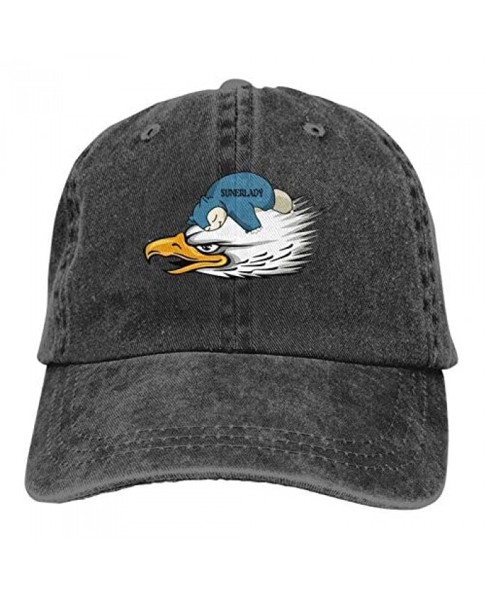 SUNERLADY Funny Snorlax Trucker Hat Adjustable Baseball Cap Snapback Hat Unisex Denim Hat
