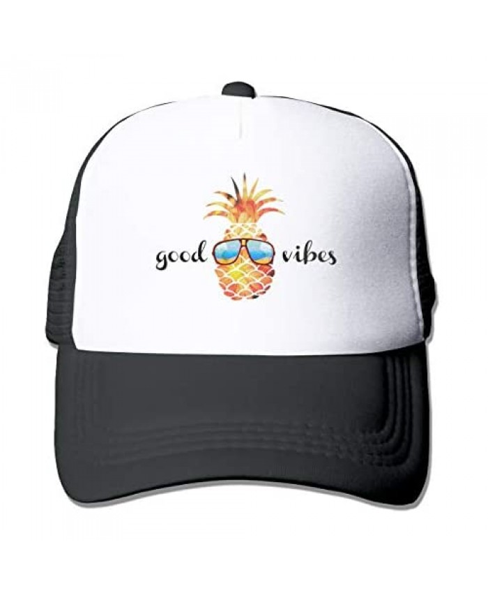 Waldeal Women's Pineapple Sunglasses Good Vibes Mesh Hat Trucker Baseball Cap Black