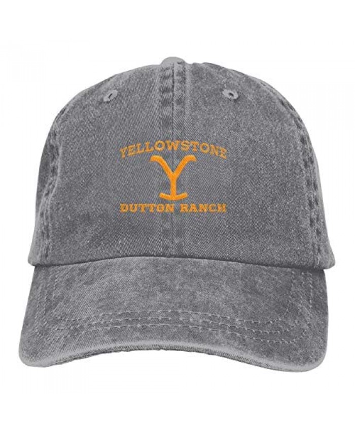 Yellowstone Hat Vintage Cowboy Hats - Classic Washed 100% Cotton Adjustable Baseball Cap for Men and Women Gray