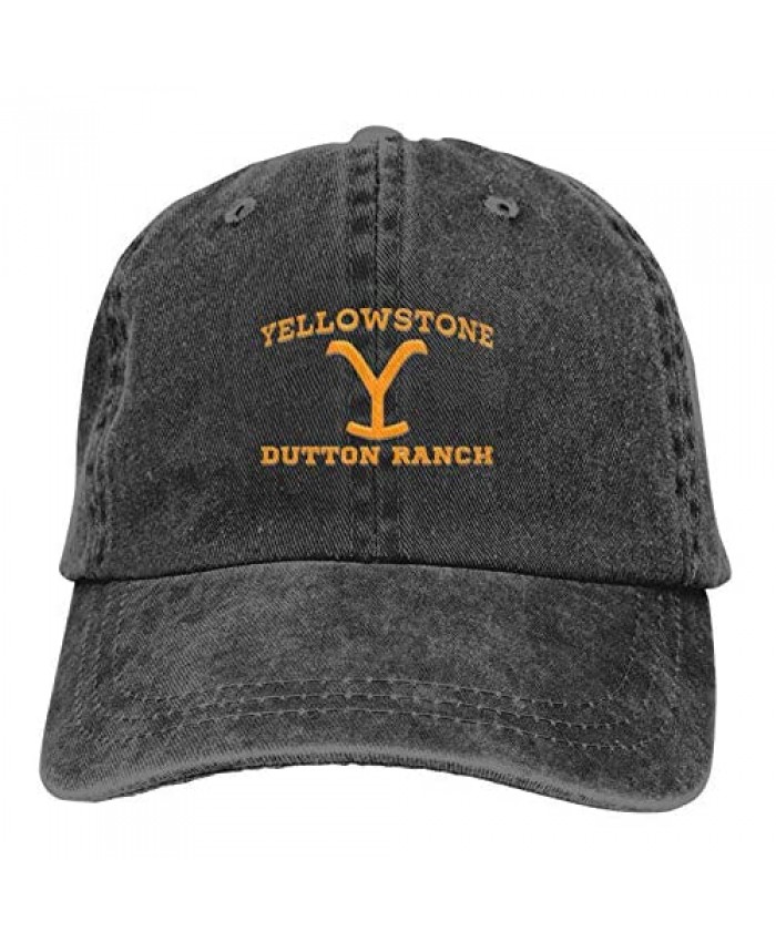 Yellowstone Hat Vintage Cowboy Hats - Classic Washed 100% Cotton Adjustable Baseball Cap for Men and Women Black