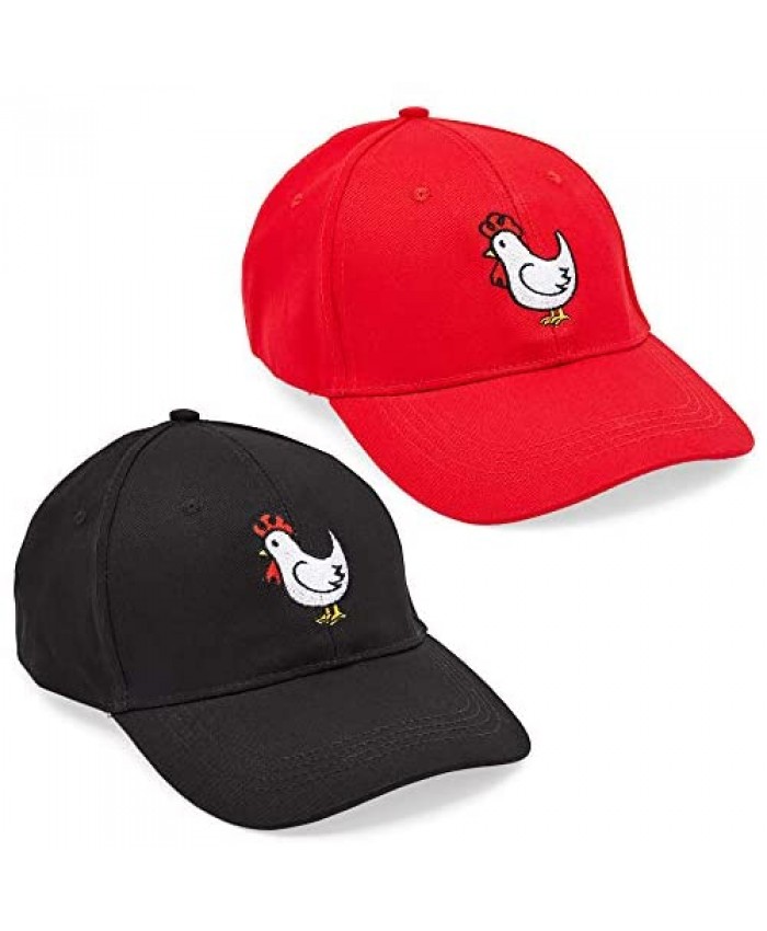 Zodaca Chicken Hat for Men and Women Baseball Cap (Red Black 2 Pack)