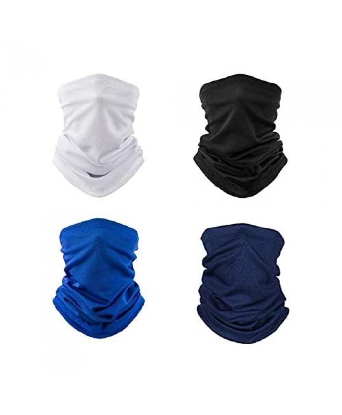 4 Pieces Summer Face Cover UV Protection Neck Gaiter Scarf Sunscreen Breathable Bandana for Sport&Outdoor (Mix color)