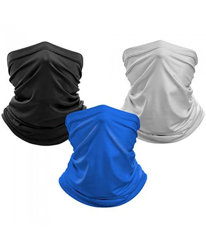 ACRIMAX 3 Pack Neck Gaiter Face Scarf Mask Summer Face Cover Scarf Bandana Dust Sun UV Protection Breathable Lightweight Cool for Fishing Hiking Running Cycling