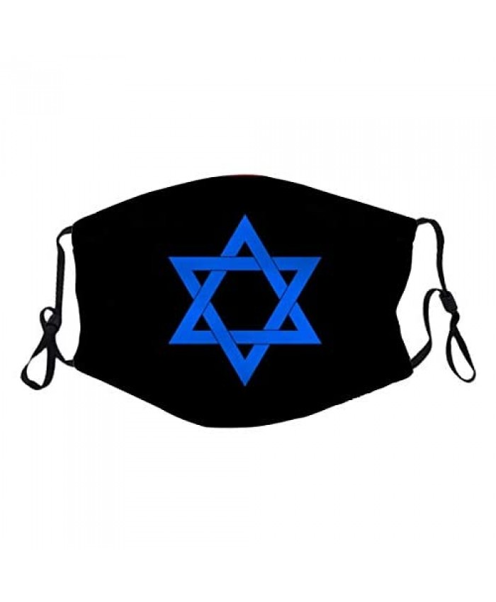 Cool Adjustable Jewish Israel Flag Star of David Symbol Emblem Cloth Masks Adult and Kids Washable Anti Dust Mouth Face Mask for Cycling Camping Travel