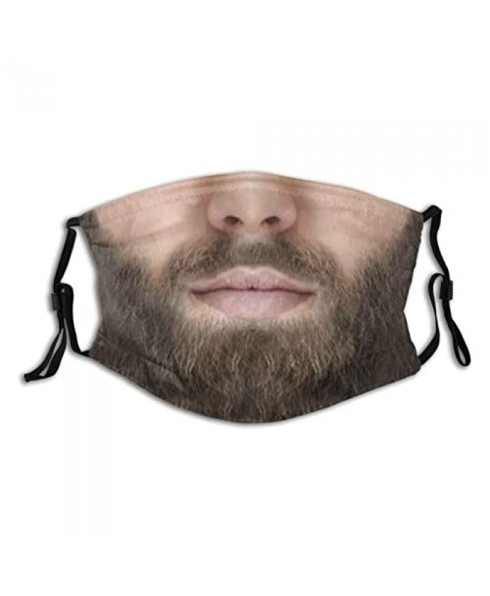 Funny Beard - Face Mask Scarf Breathable & Washable Fashion Balaclavas With 2 Filters For Men & Women Adult