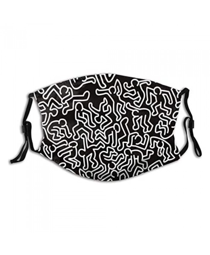 Homage to Keith Haring Black Cloth Face Mask Washable Reusable Mouth Cover Protection for Men Women Balaclava