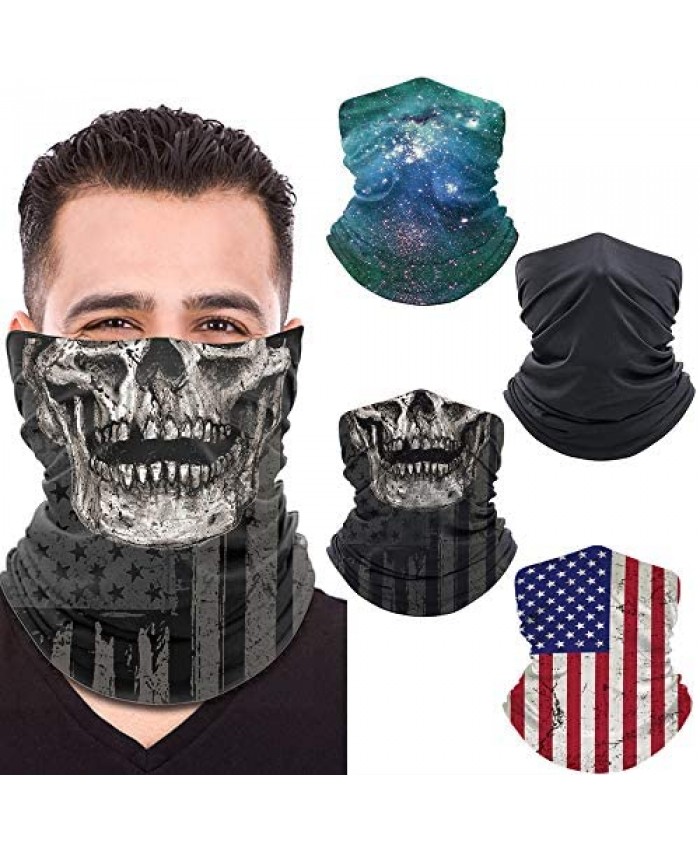 Neck Gaiter 6 Pack Face Mask Elastic Balaclava Face Scarf for Men and Women