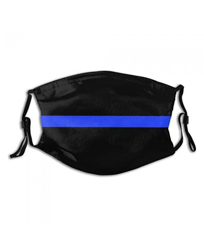 Thin Blue Line Printing Face Mask with 2 Filter Gift for Adult|Teens-Anti Dust Mouth Balaclava Cover