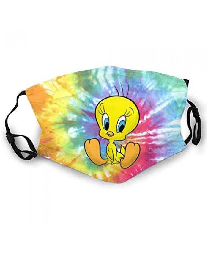 Tweety Bird Tie Dye Face Mask Dustproof Adjustable Mouth Washable for Adult Outdoor Indoor Reusable Breathable