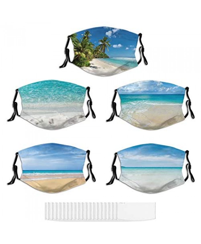 Unisex Tropical Beach Face_Mask Mouth Cover Washable Reusable Summer Sand Seaside Printed Masks for Women Men