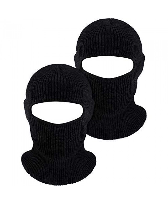 WILLBOND 2 Pieces 1-Hole Knitted Ski Full Face Covering Adult Winter Balaclava Warm Knitted Full Face Covering for Outdoor Sports Black 38 x 22 cm/ 14.96 x 8.66 inches