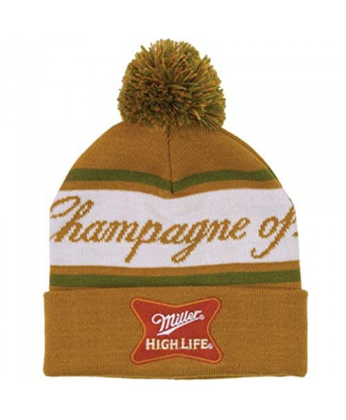 Concept One Miller High Life The Champagne of Beers Embroidered Acrylic Knitted Pom Beanie Yellow One Size