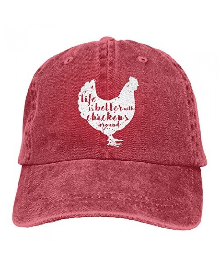Denim Cap Life is Better with Chickens Around Baseball Dad Cap Classic Adjustable Casual Sports for Men Women Hats