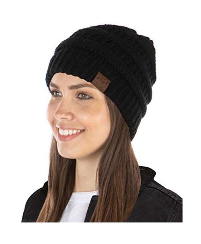 Funky Junque Exclusives Womens Beanie Solid Ribbed Knit Hat Warm Soft Skull Cap