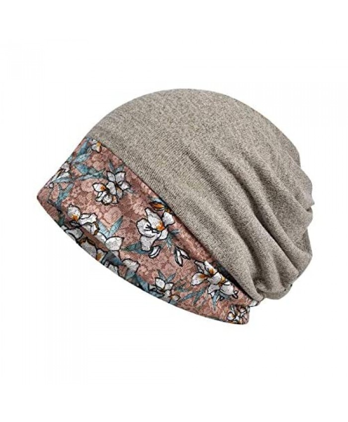 FUNSQUARE Women's Cotton Lace Baggy Slouchy Beanie Chemo Hat Cap Scarf