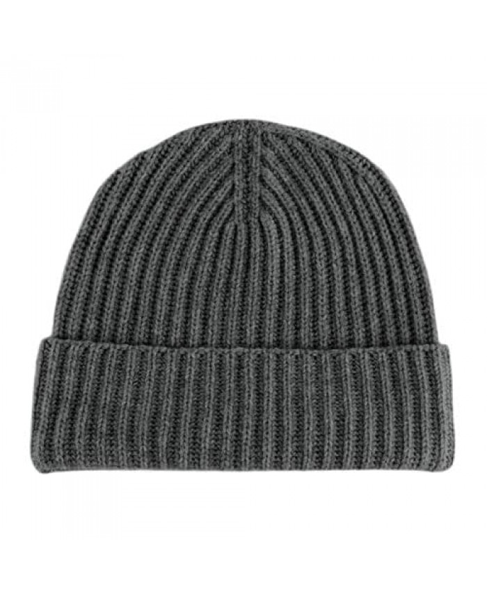 Love Cashmere Women's Ribbed 100% Cashmere Beanie Hat - Dark Gray - Made in Scotland RRP $180