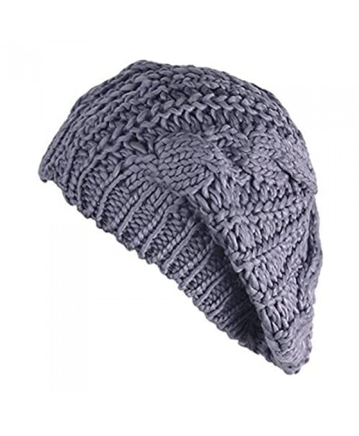 MOHSLEE Women's Girl Winter Warm Beret Braided Beanie Crochet Knitted Hat Cap