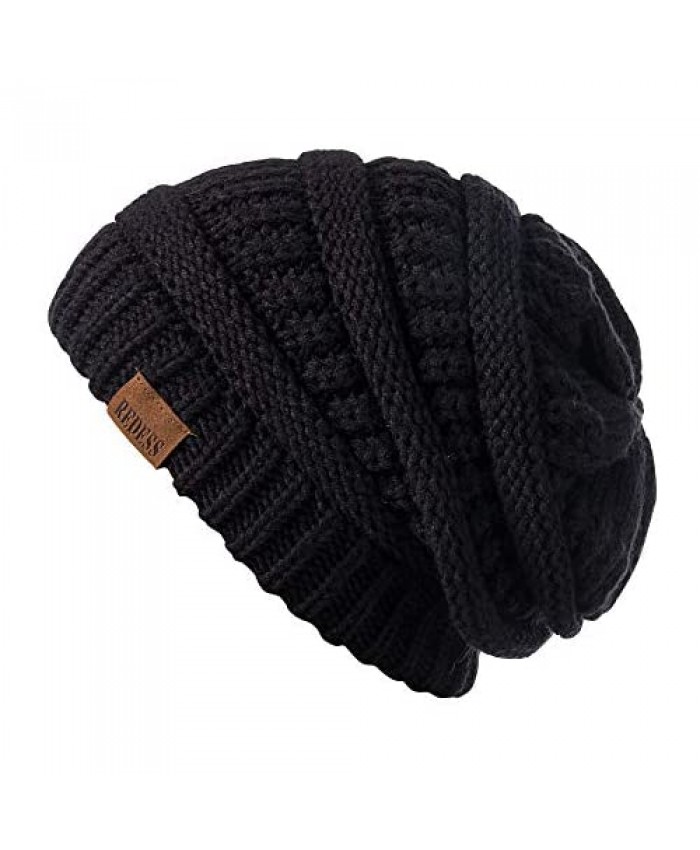 REDESS Slouchy Beanie Hat for Men and Women Winter Warm Chunky Soft Oversized Cable Knit Cap