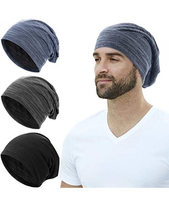 SATINIOR 3 Pieces Slouchy Beanie Hat Skull Cap for Men Women Knit Hat Sleep Cap