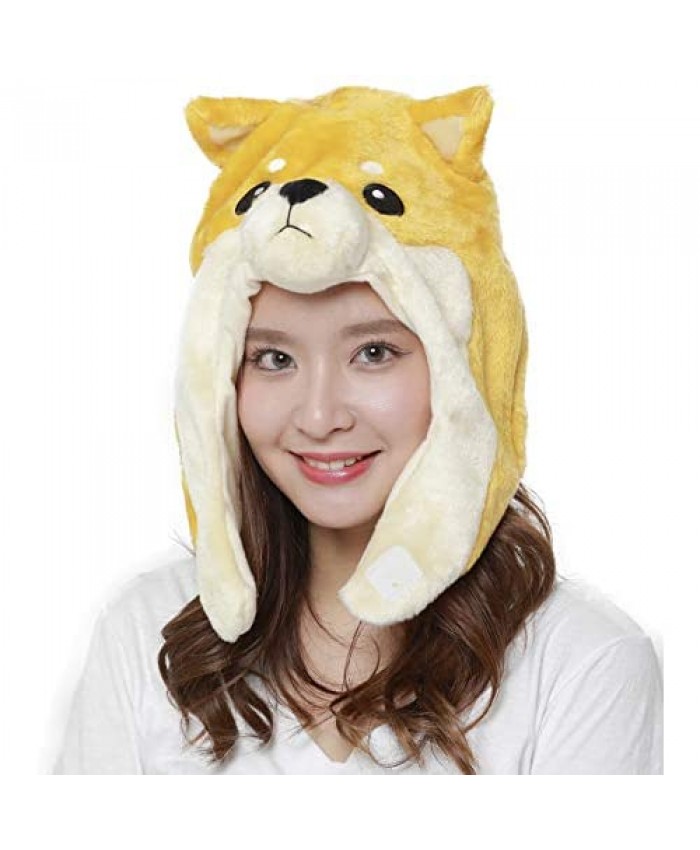 SAZAC Shiba Inu Dog Fluffy Beanie Cap Soft Warm Winter Head wear Yellow