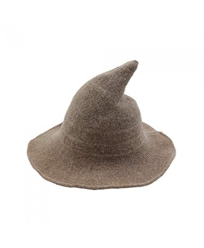 URFUN Women's Wool Witch Hat Wide Brim Spire Knitted Cap for Halloween Party Decor