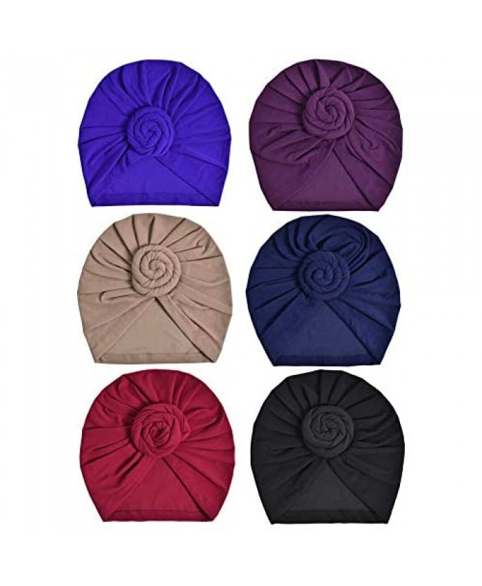 YgneeDom 6Pcs Women African Turbans Hats Beanies Pre-Tied Knot Hair Scarf Headwrap India's Caps