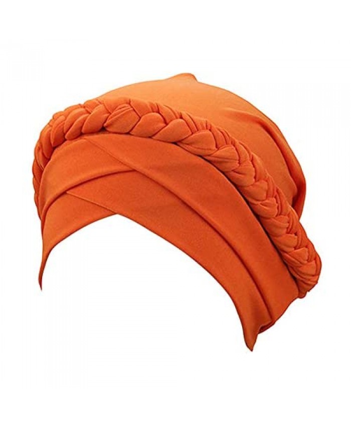 YiYi Operation Women's Twisted Braid Silky Turban Hats Cancer Chemo Skull Beanies Headwear Head Wrap Hair Loss Cover