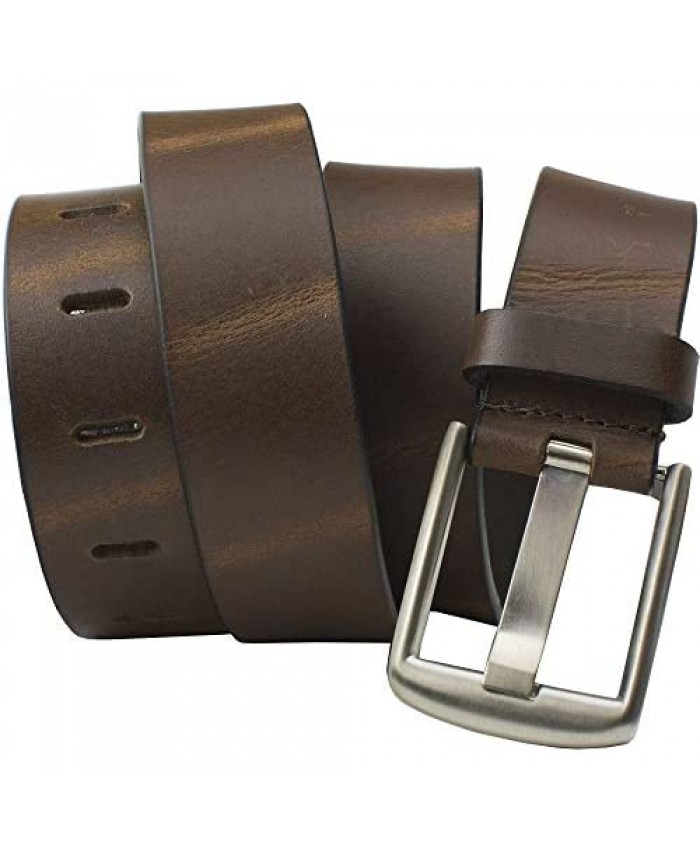 Brown Wide Pin Belt - Full Grain Leather Belt with Certified Nickel Free Buckle