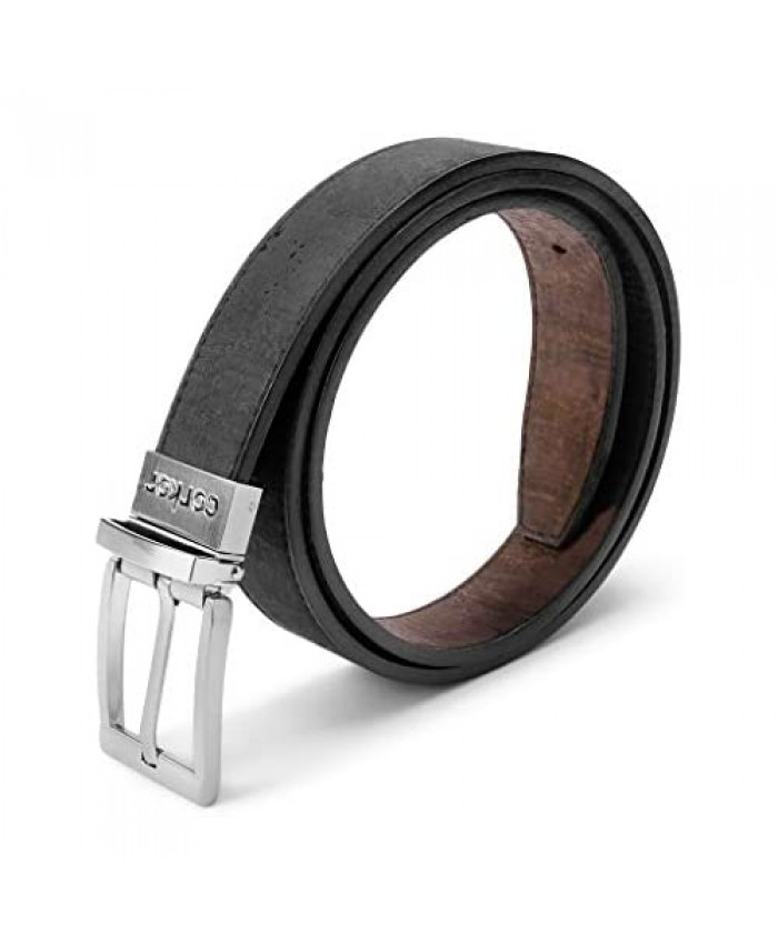 Corkor Vegan Leather Belt Cork Reversible | 1 1/8 Inch (30 mm) Wide Brown Black