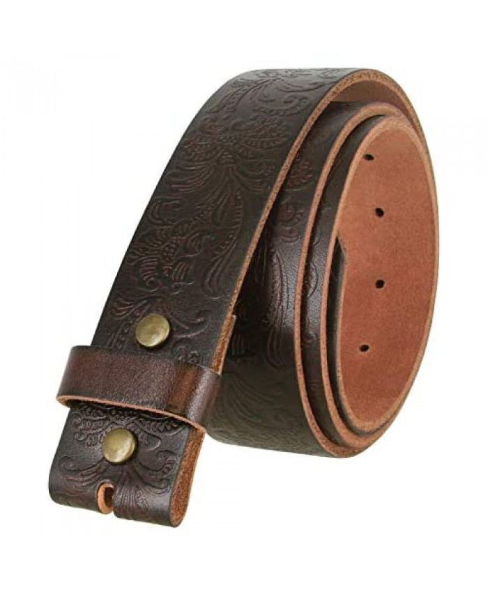 Cowgirl Western Tooled Floral Embossed Full Grain Genuine Leather Belt Strap 1-1/2"(38mm) Wide for Women