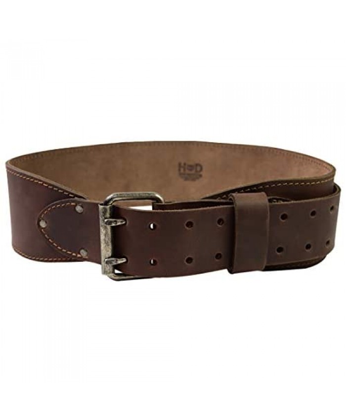 Hide & Drink Double Prong Weightlifting Leather Belt (3 in.) Wide Size (31 in. to 38 in) Handmade Includes 101 Year Warranty :: Bourbon Brown