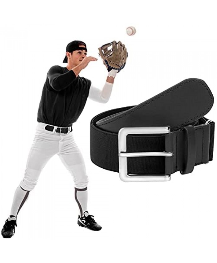 LEACOOLKEY Men Adjustable Elastic Stretch Belt Comfortable Leather Baseball Belt