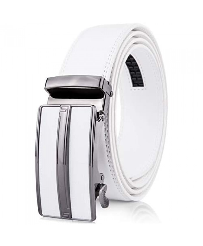 Leather Ratchet Belts For Men - Mens Belt With Automatic Sliding Buckle For Suits Jeans And Uniform - Designed In The USA