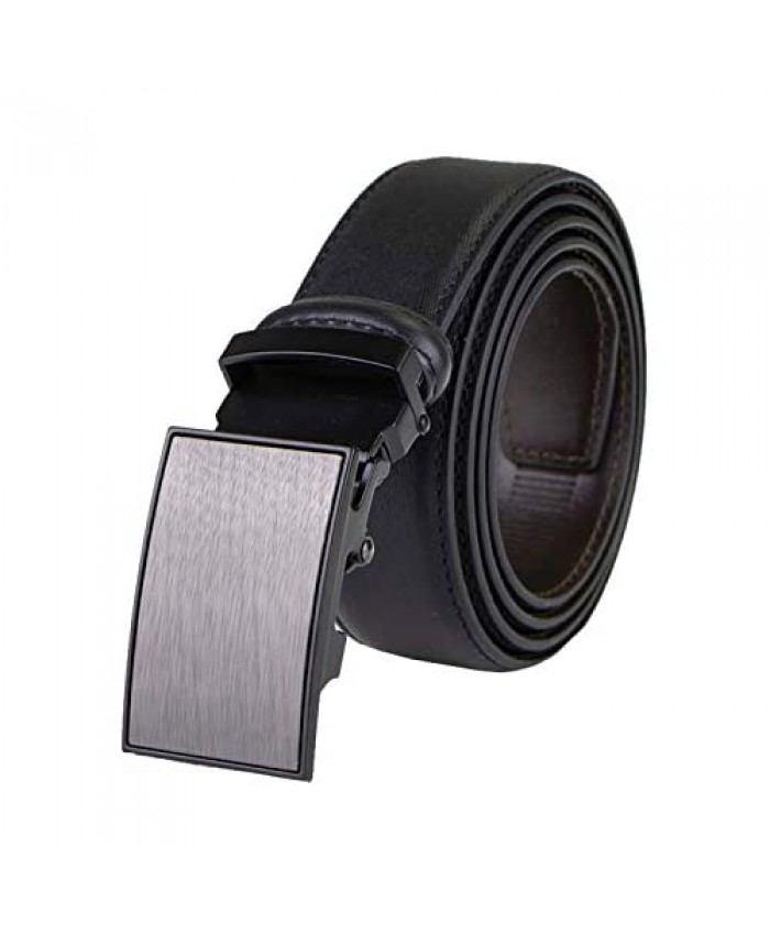 Louis Montini Men's Real Leather Ratchet Dress Belt with Automatic Buckle Elegant Gift Box