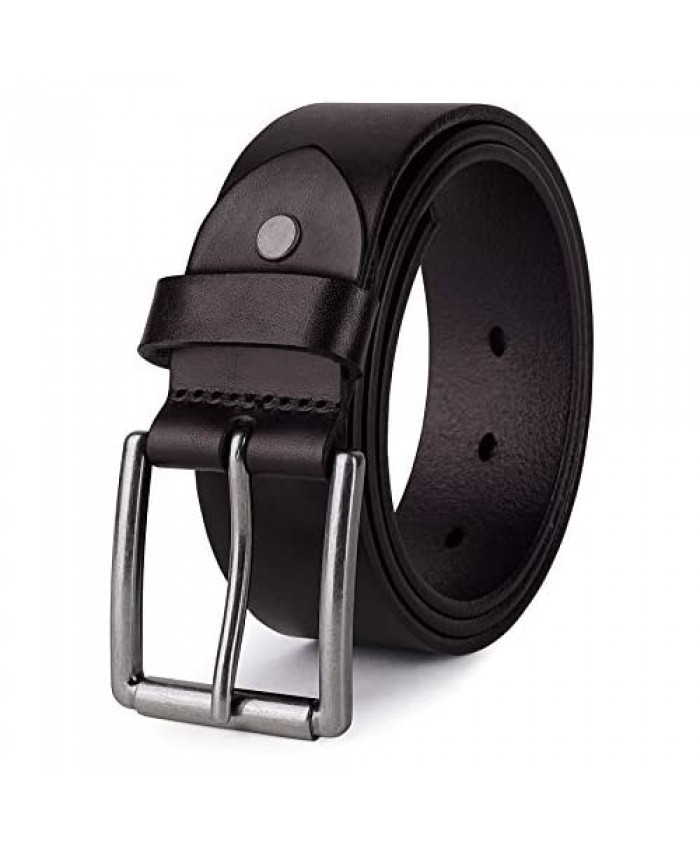 Matasuha Vintage Full Grain Leather Dress Belt For Men Black/Coffee With Anti-Scratch Buckle