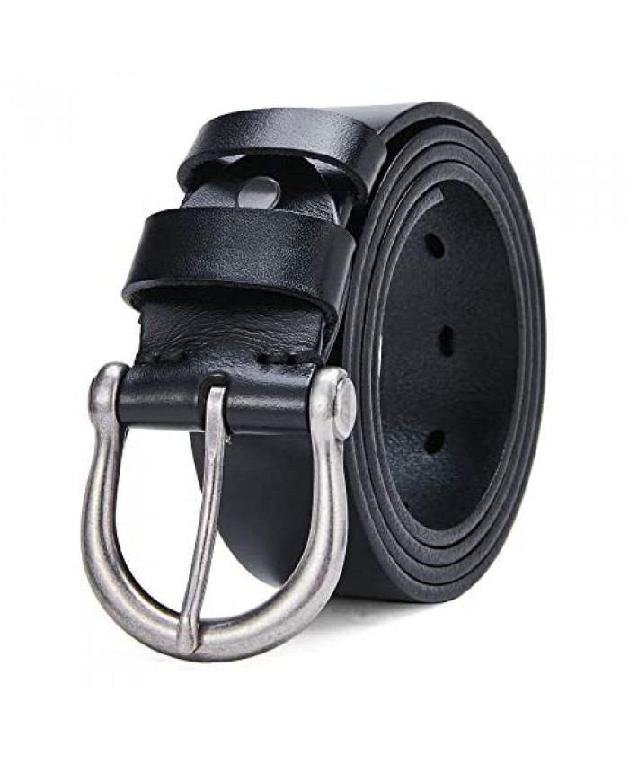 Mens Leather Belt Solid Piece Full Top Grain Casual Everyday Dress Belts for Jeans