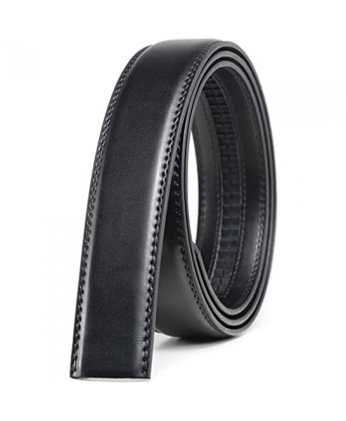 Mens Leather Ratchet Belt Strap Only 1 3/8" Without Buckle Replacement Strap Suitable for 40MM Slide Buckle