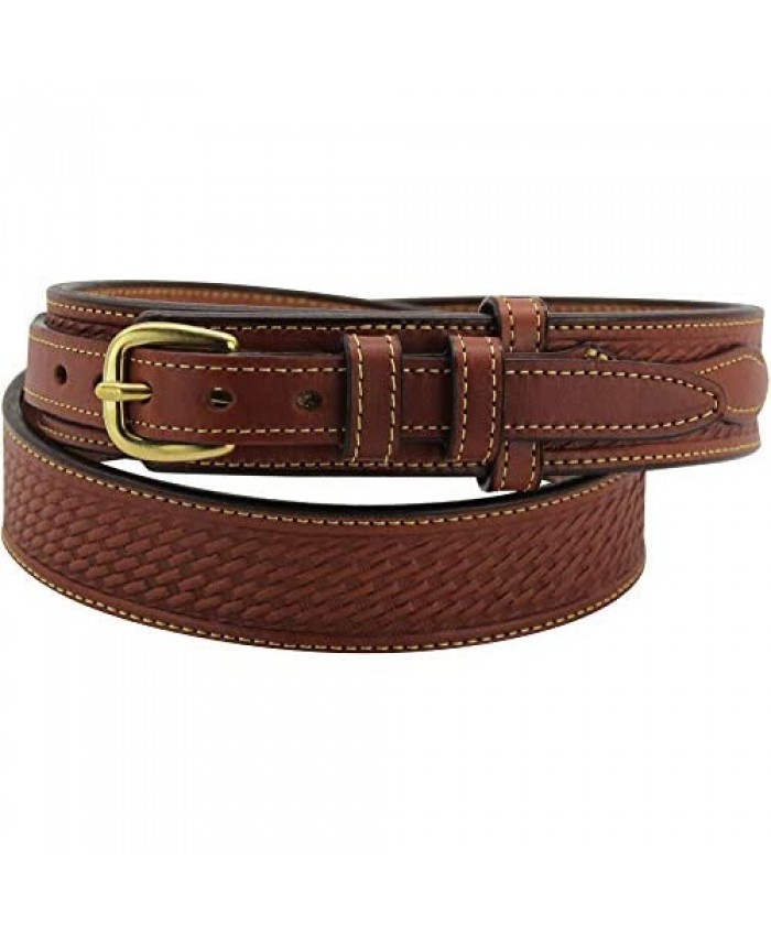 Men's Leather Stitched Basket Weave Ranger Belt – 1.5” Wide - Made in USA