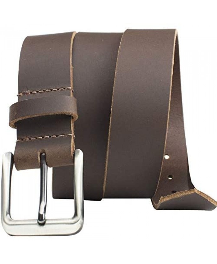 Roan Mountain Leather Belt - Brown USA Made Genuine Full Grain Leather with Certified Nickel Free Buckle