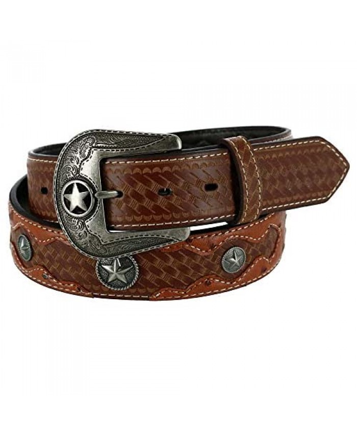 Rogers-Whitley Ostrich Print Western Belt with Basket Weave