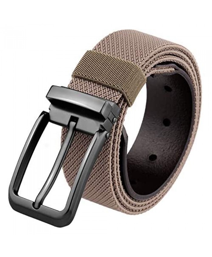 Samtree Nylon Stretch Belt for Men Elastic Casual Leather Tab Web Belt with Square Removable Pin Buckle