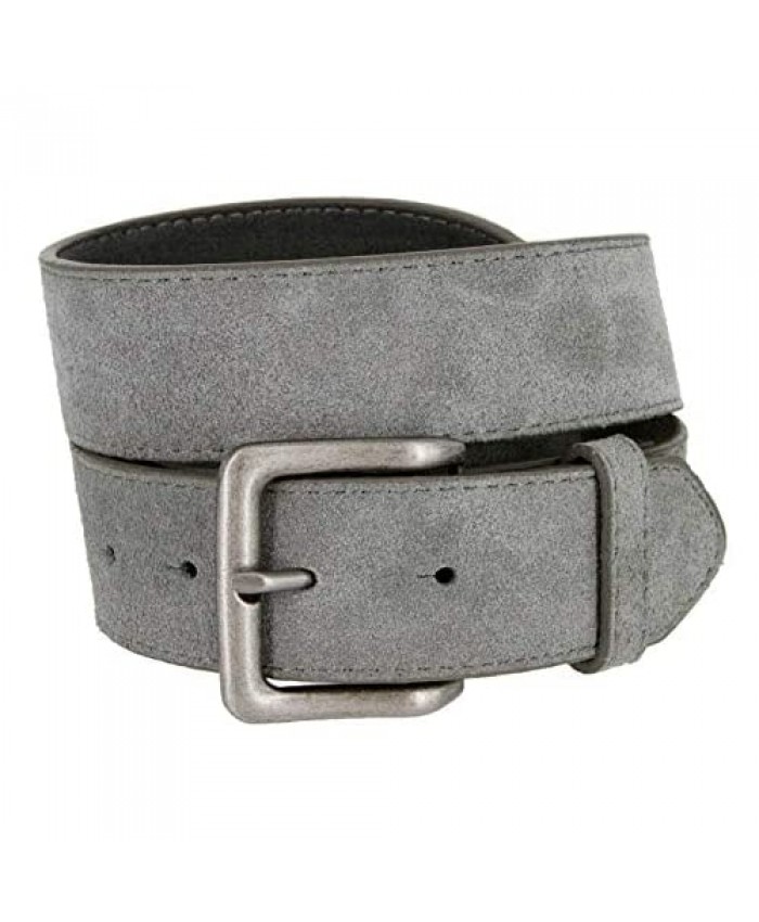 Square Buckle Casual Jean Suede Leather Belt 1 1/2 Wide