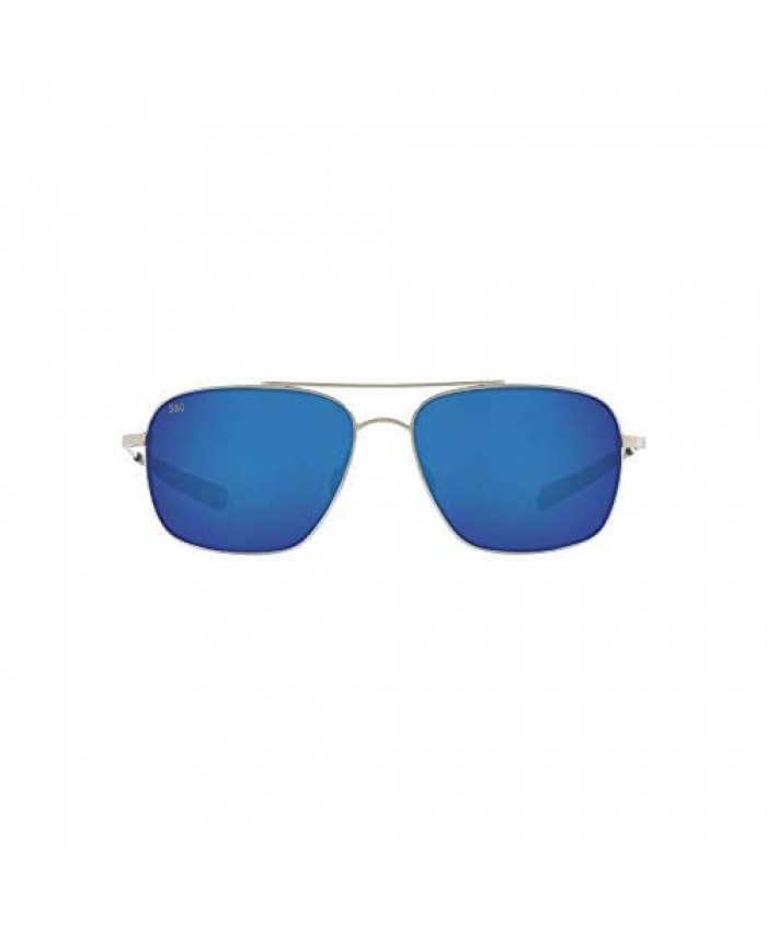 Costa Del Mar Men's Canaveral Polarized Round Sunglasses Shiny Palladium/Grey Blue Mirrored Polarized-580G 59 mm