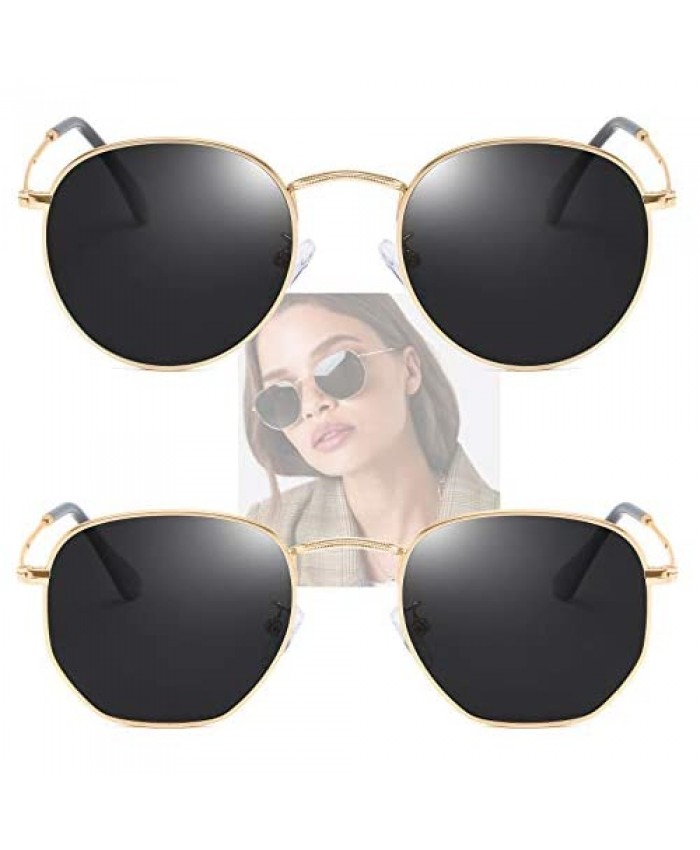Dollger Hexagon Round Polarized Sunglasses for Women Men Lennon Trendy Circle Sunglasses